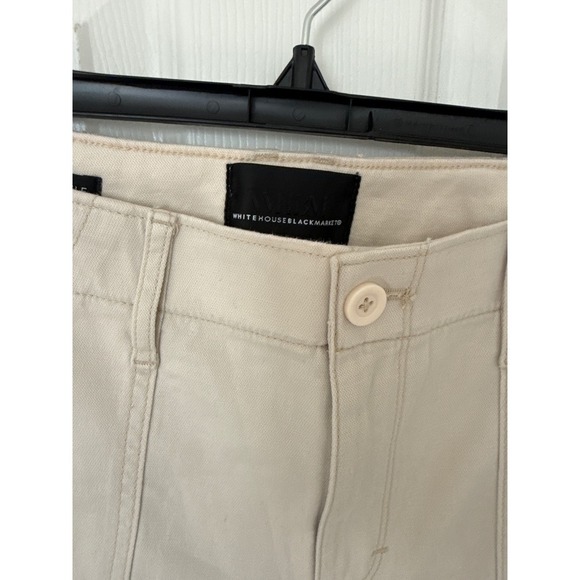 White House Black Market Crop Pants Drawstring Beige Casual Womens - Picture 2 of 4
